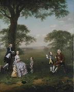 Arthur Devis, The Clavey family in their garden at Hampstead